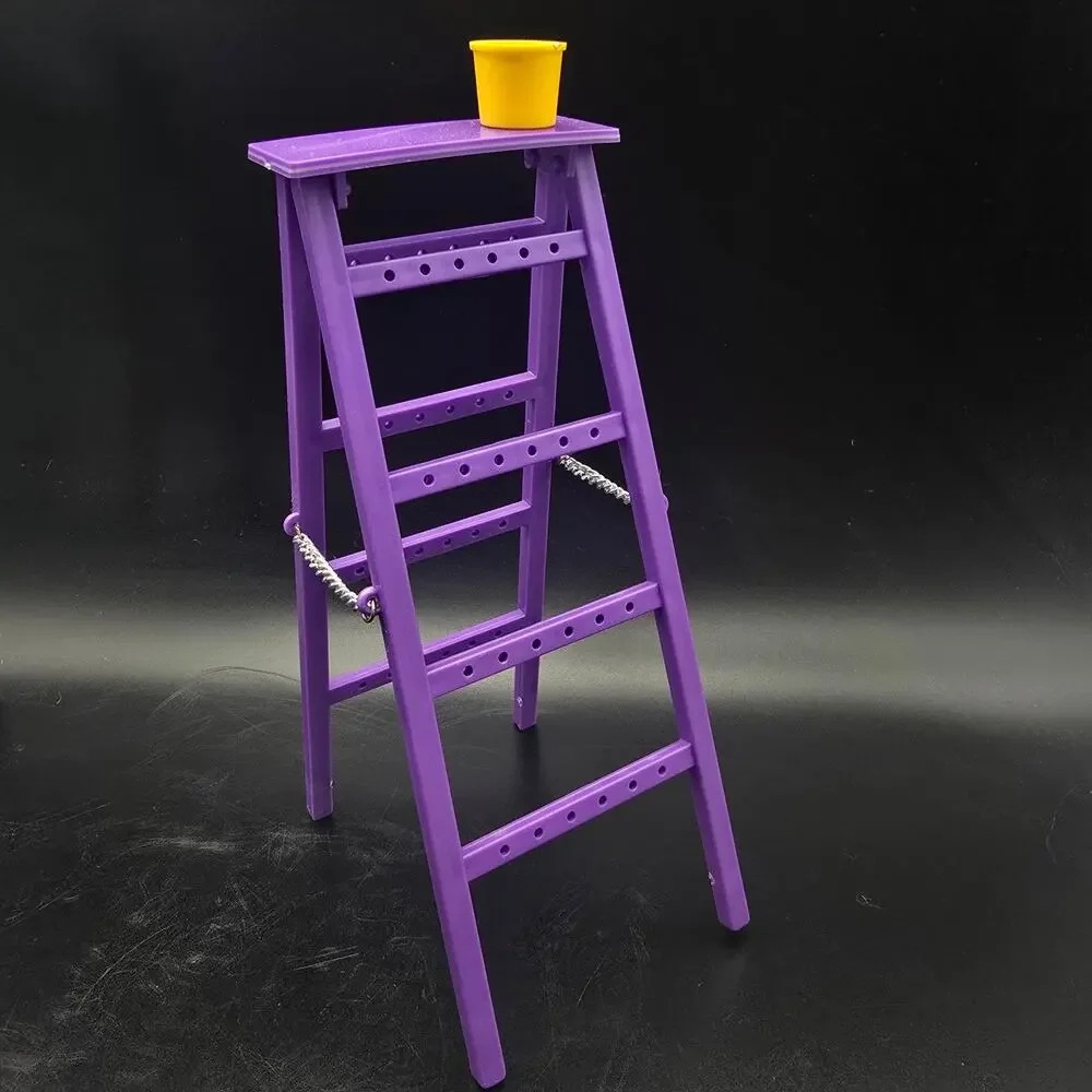Vintage Purple Ladder Earring Rack Tree with Paint Bucket Plastic 1980s